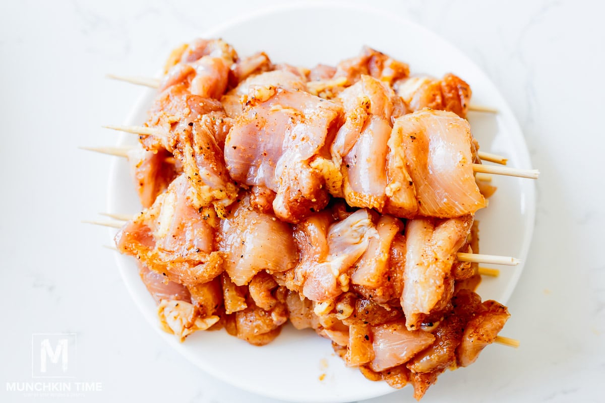 chicken on the skewers