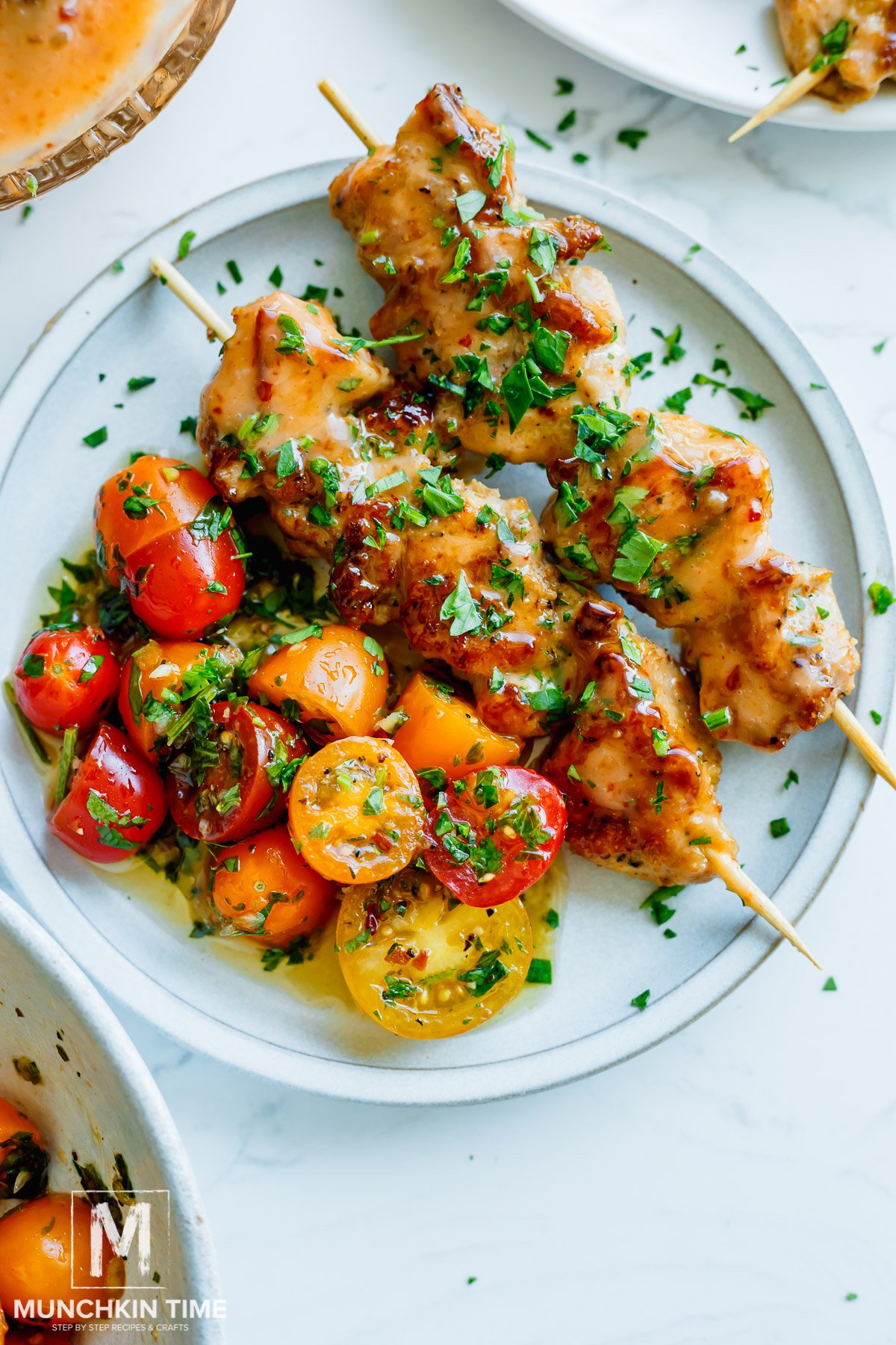 tomato salad with bang bang chicken