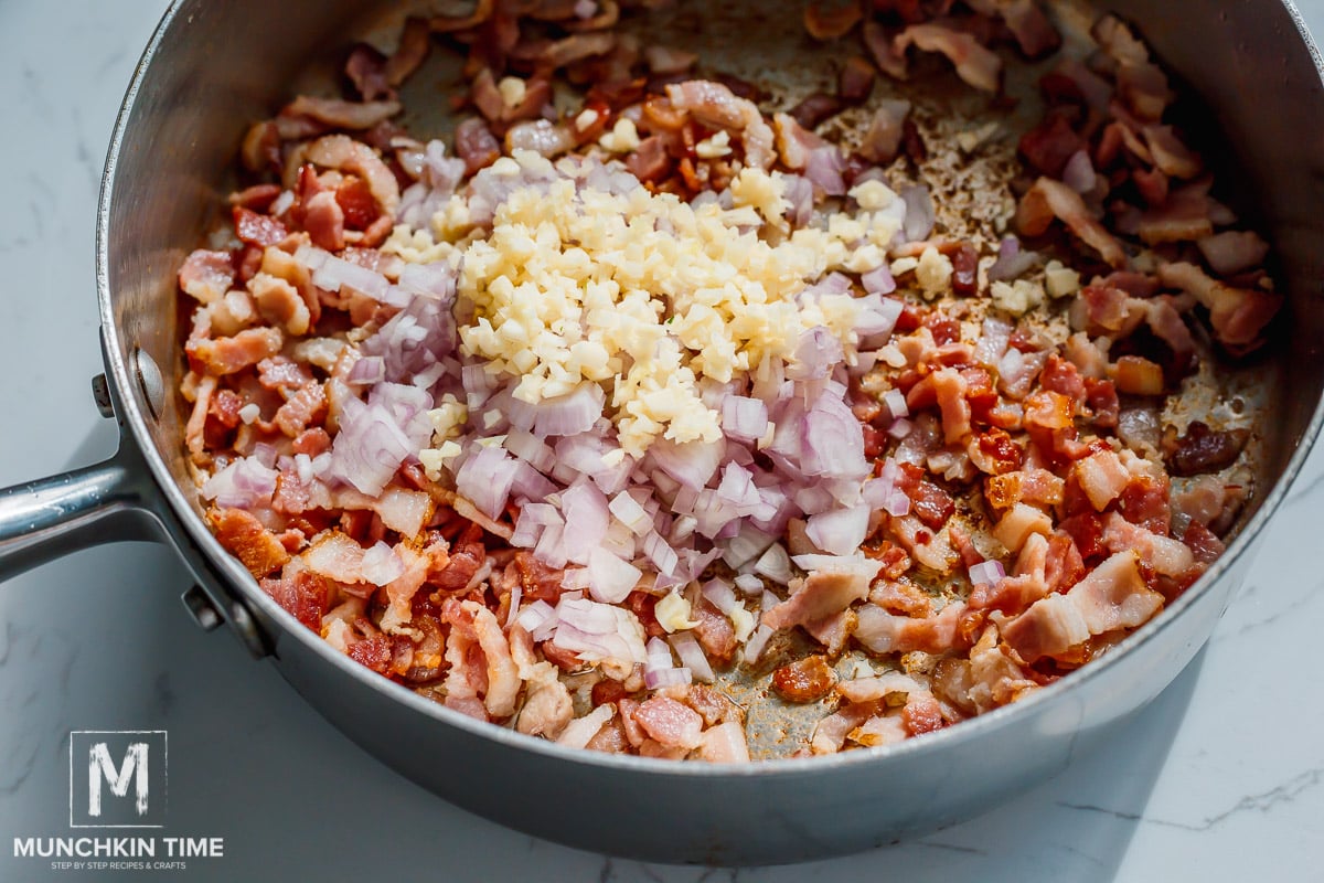 saute bacon shallots and garlic