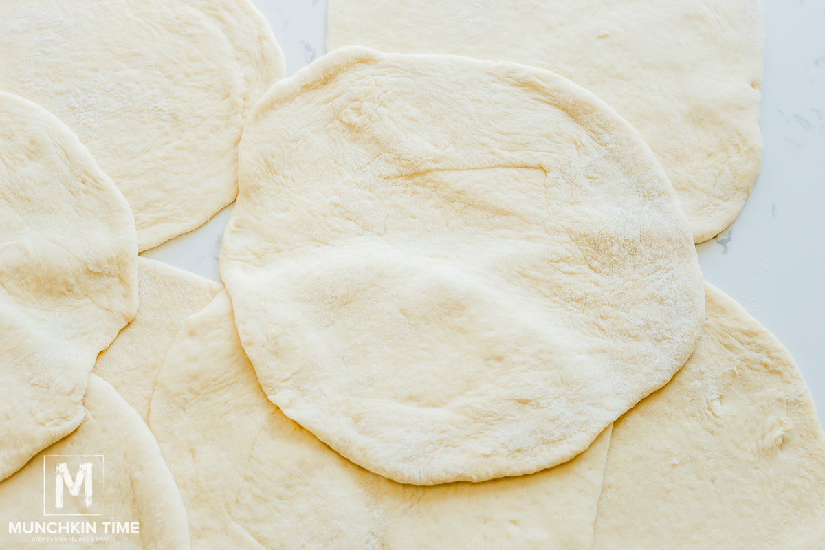 rolled out pita dough