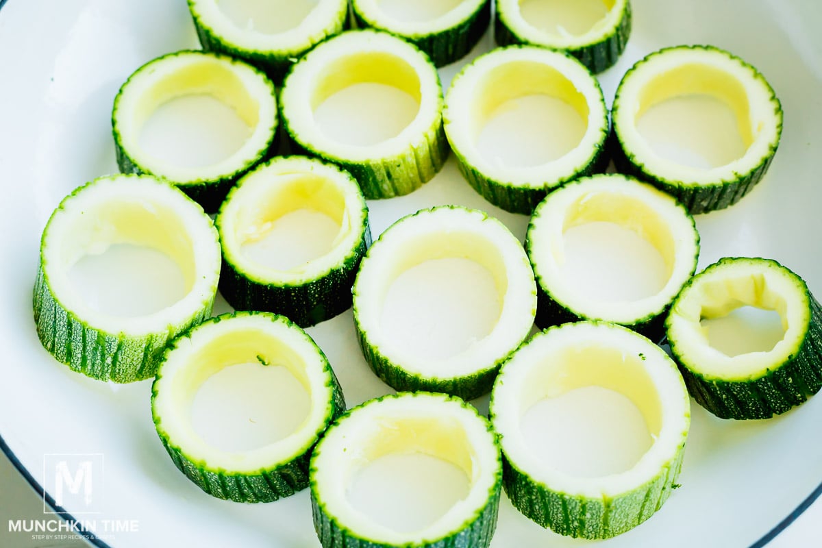 cut Zucchini rounds inside the oven safe skillet