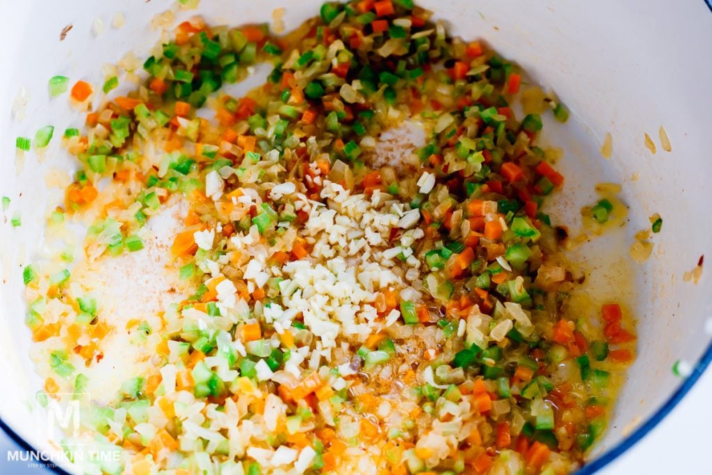 saute onion with carrot, celery and garlic