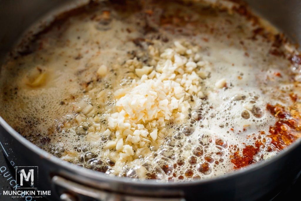 garlic and butter in the skillet