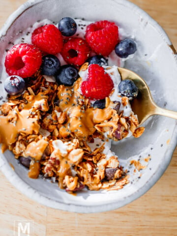 Peanut Butter Granola with berries