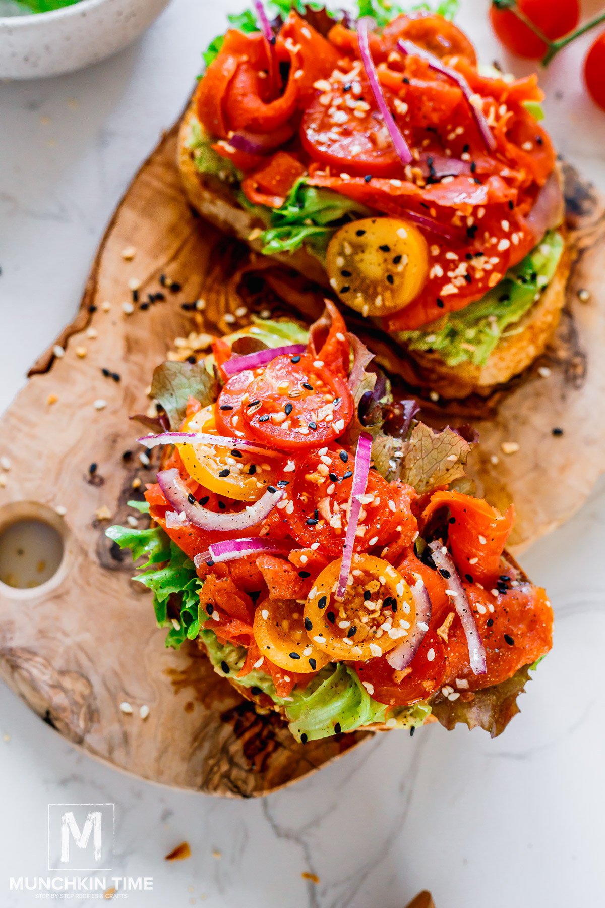 Smoked Salmon Avocado Toast with Cherry Tomatoes