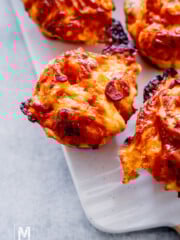 Homemade sourdough pizza roll with pepperoni.