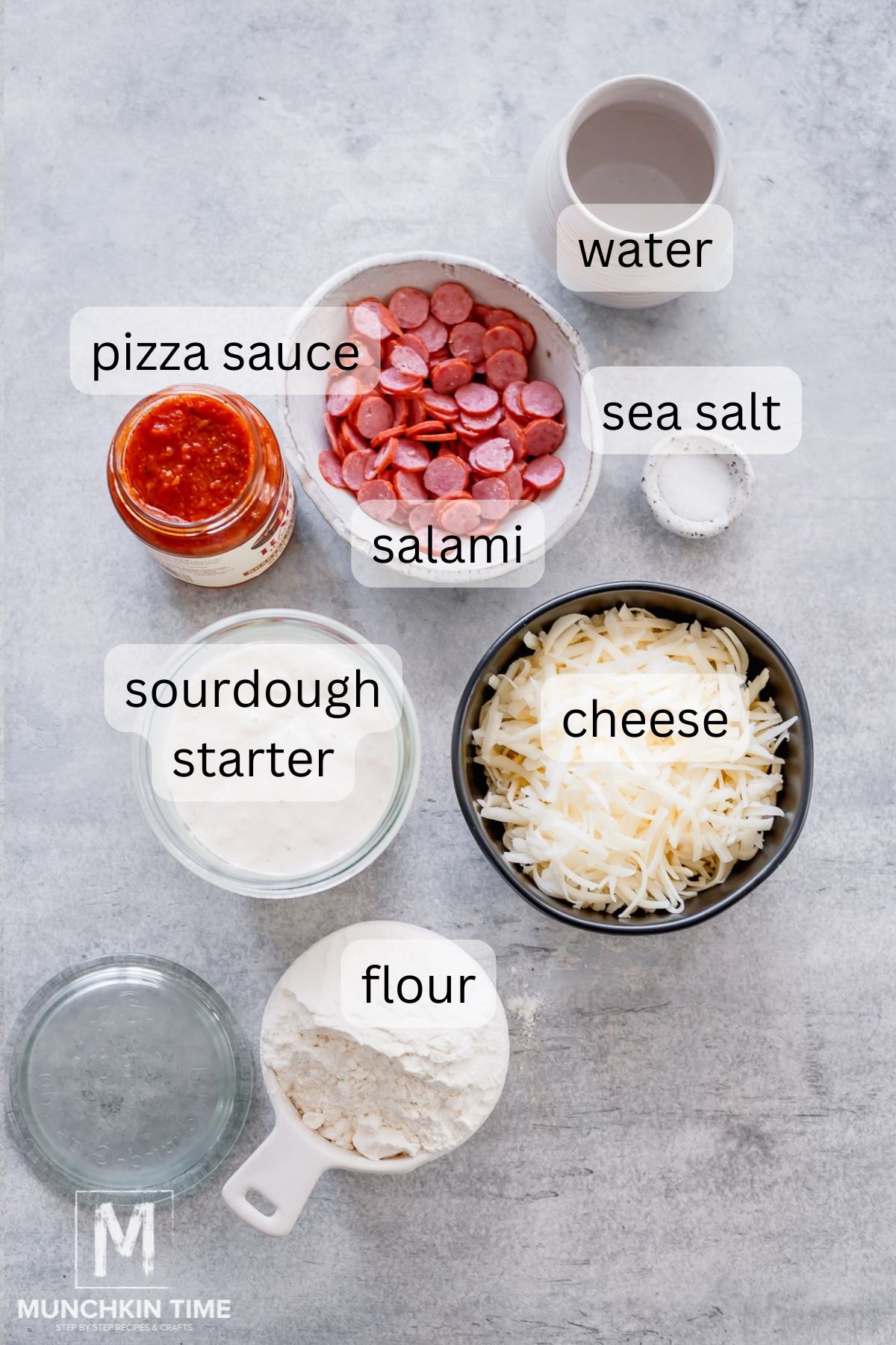 Sourdough Pizza ingredients.