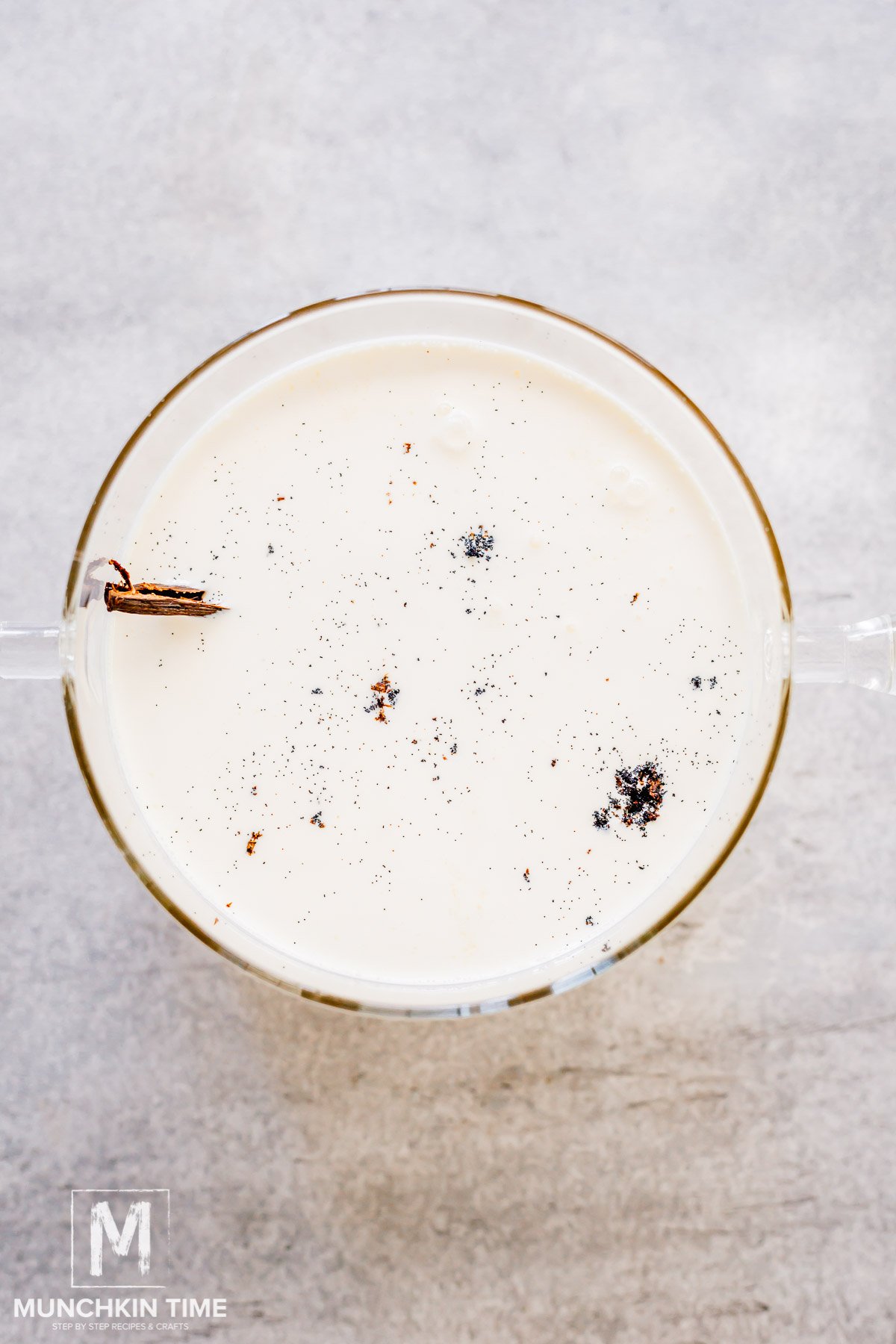 cooking vanilla bean with milk and heavy whipping cream and sugar.