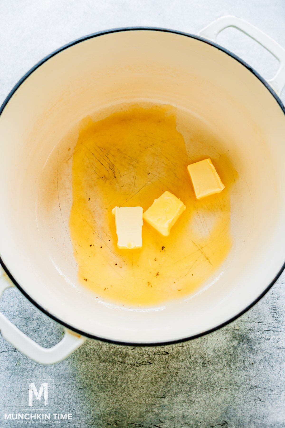 butter in a pot melting.