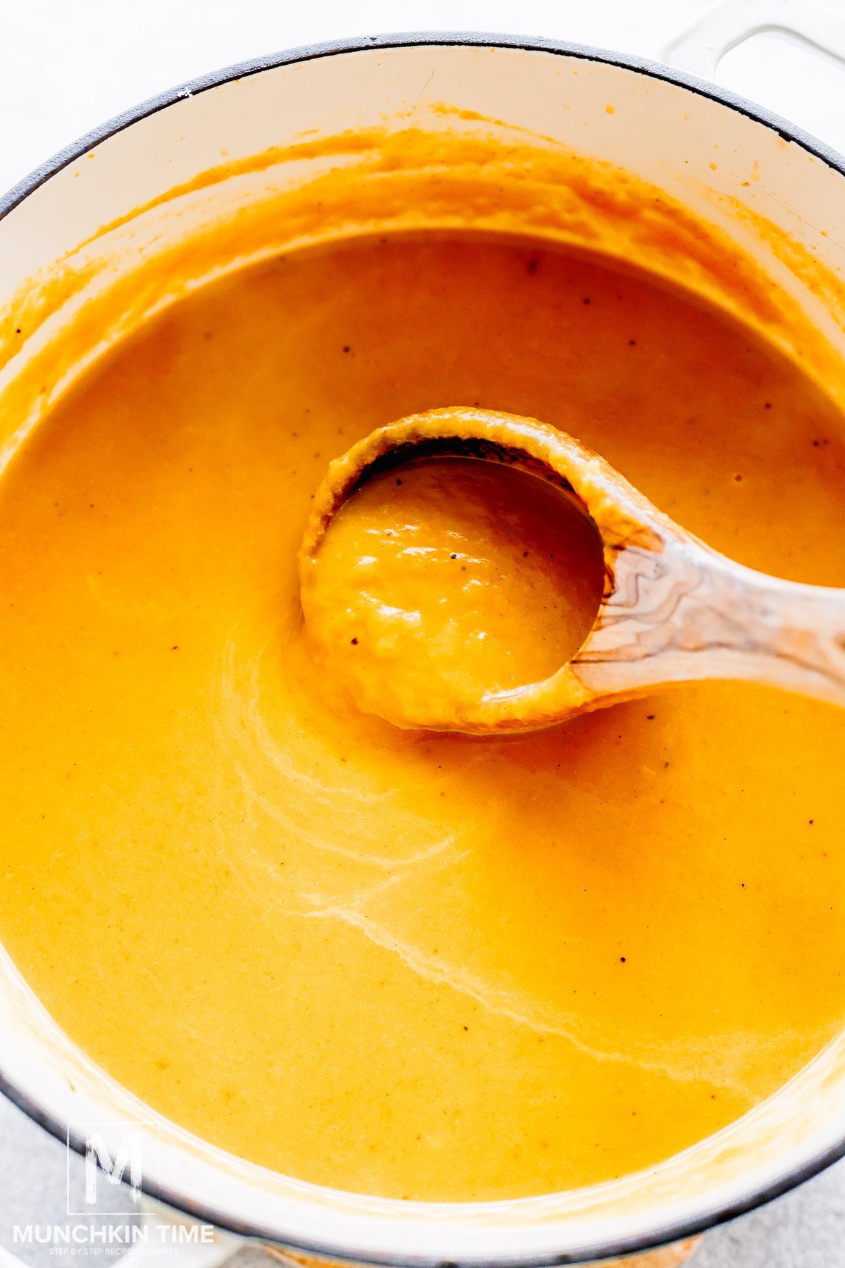 Roasted Butternut Squash Soup pureed in the pot.