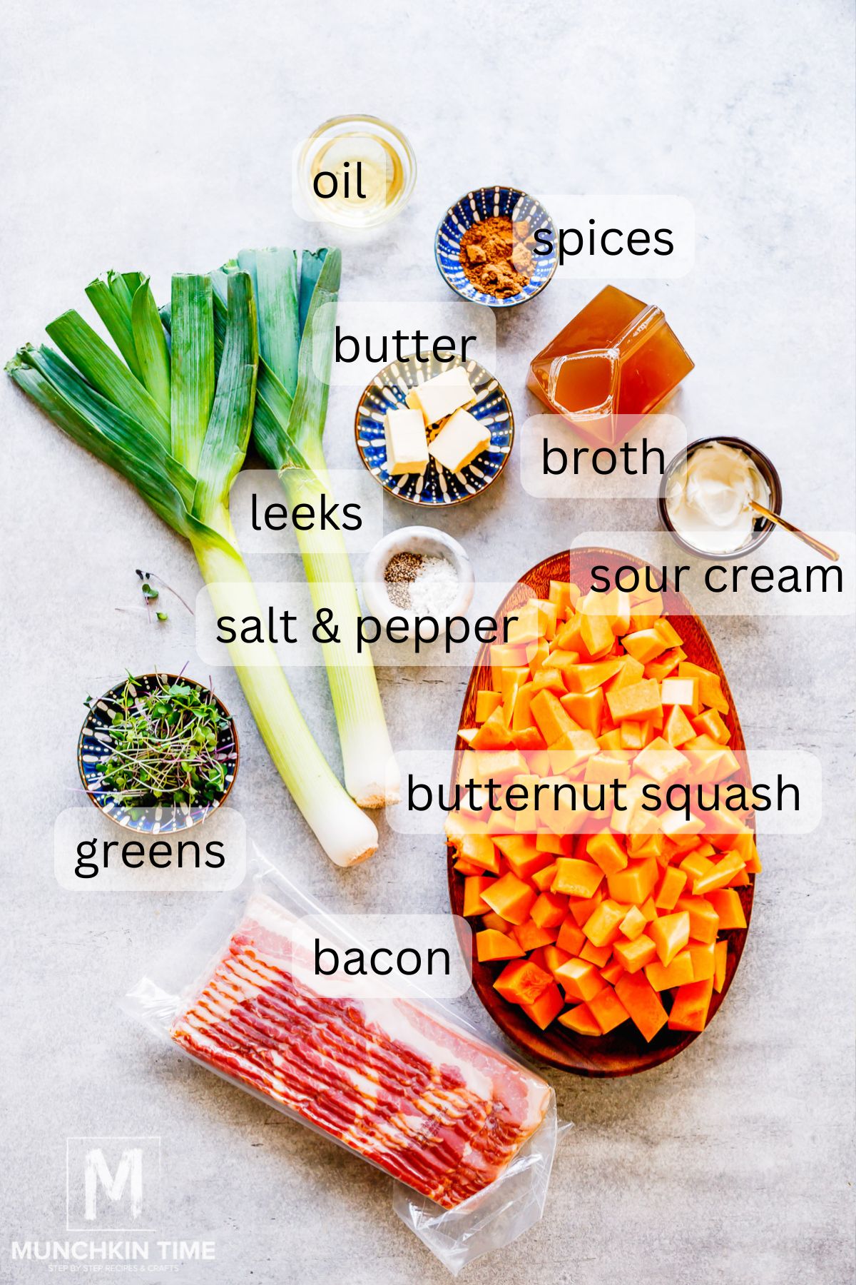 Ingredients for Roasted Butternut Squash Soup