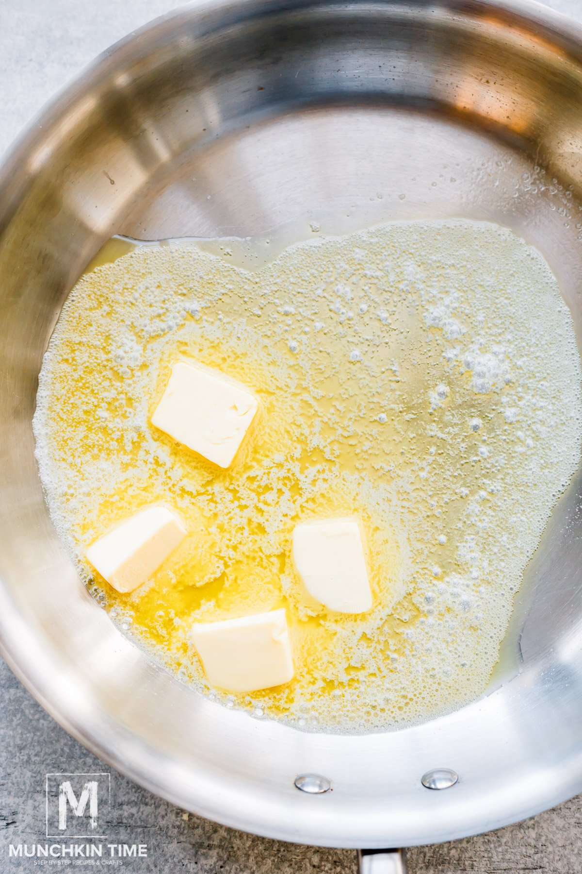 melted butter in the skillet.