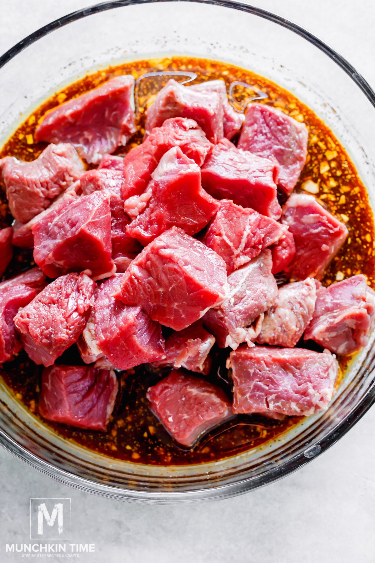 beef added to the marinade.