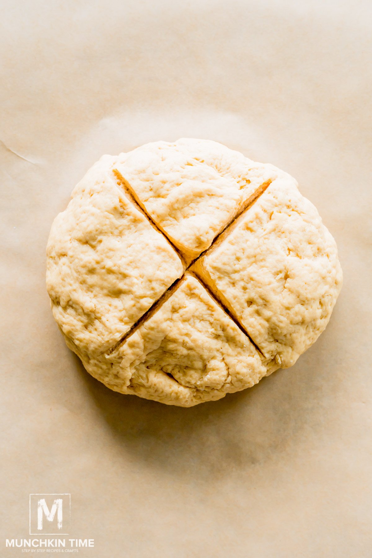 Use your hands to form it into a loaf-shaped mound. It should be about 6-7 inches in diameter.