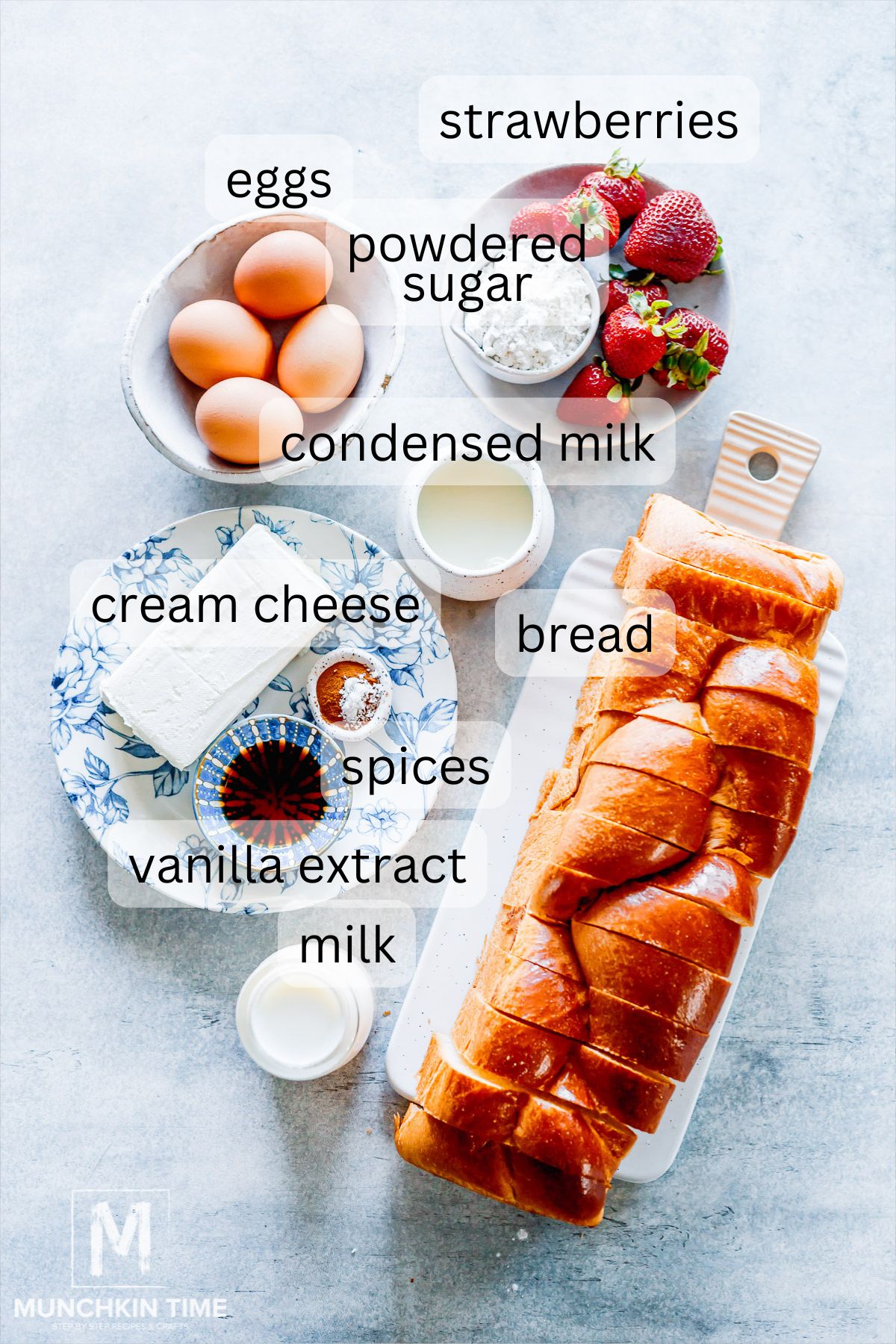 french toast Ingredients on the table.