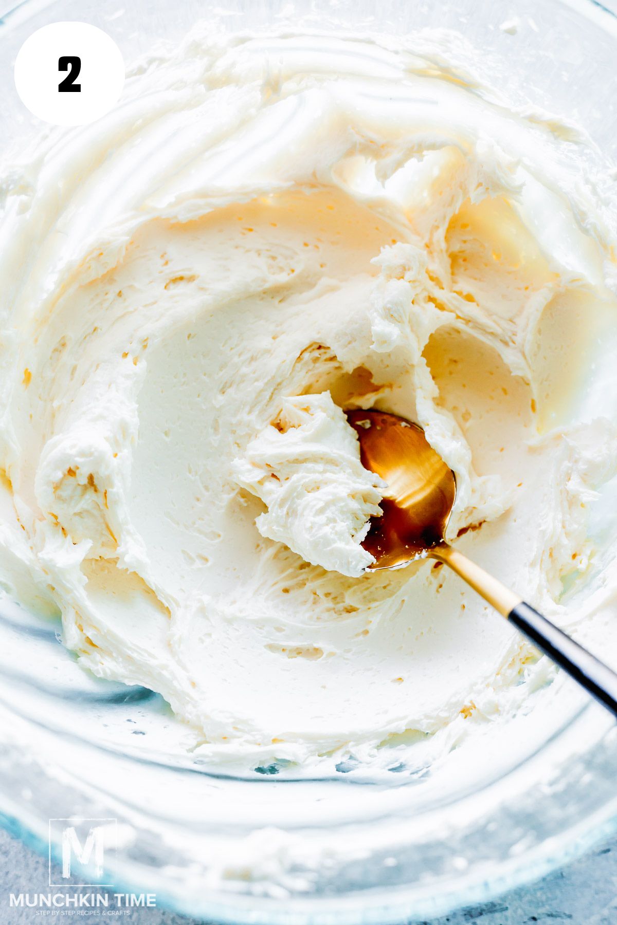 whipped cream cheese in a bowl.