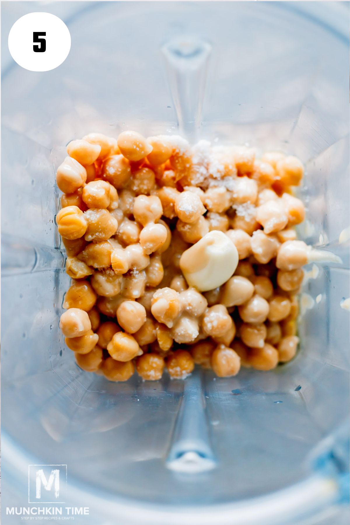 ingredients for the hummus added to the blender.