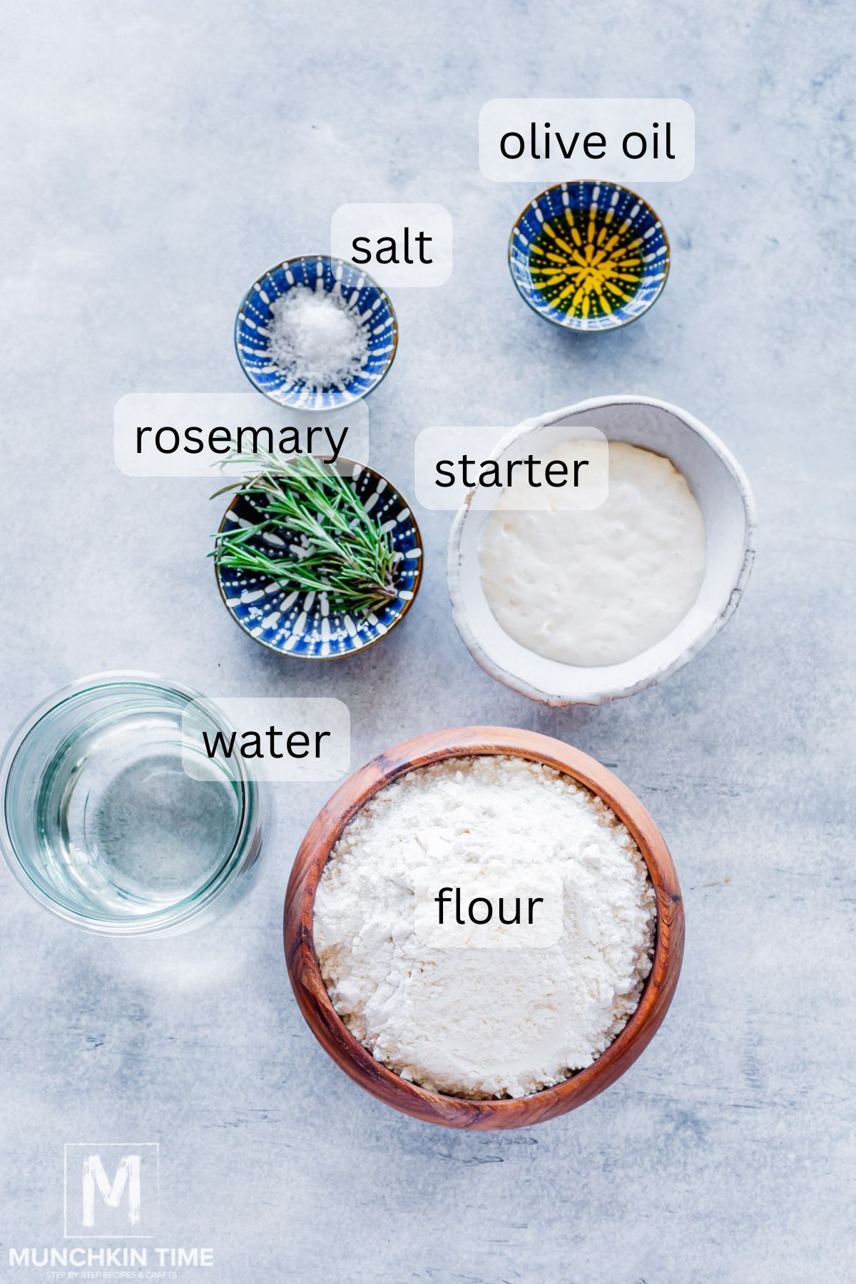 Ingredients Needed for Same Day Sourdough Focaccia Bread