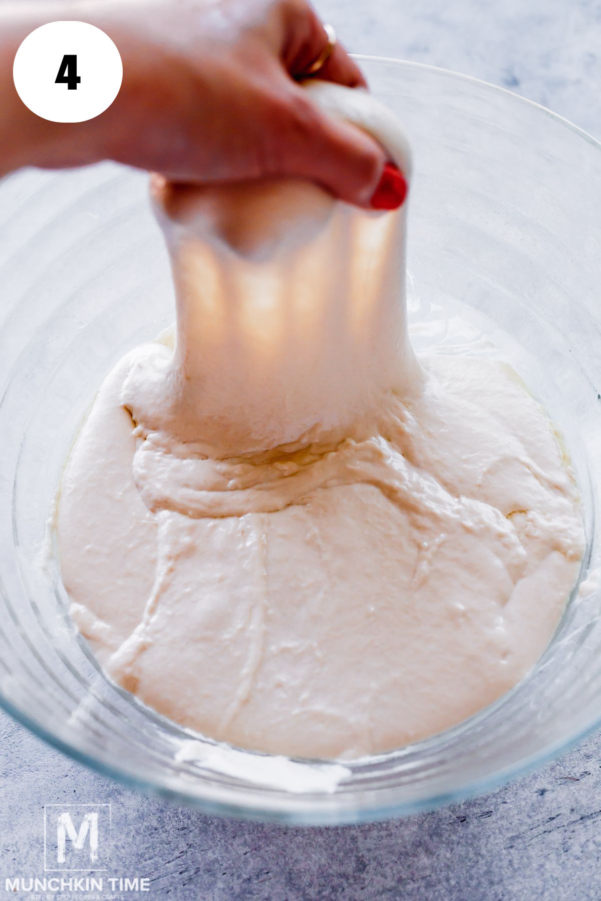 pull and fold the sourdough.