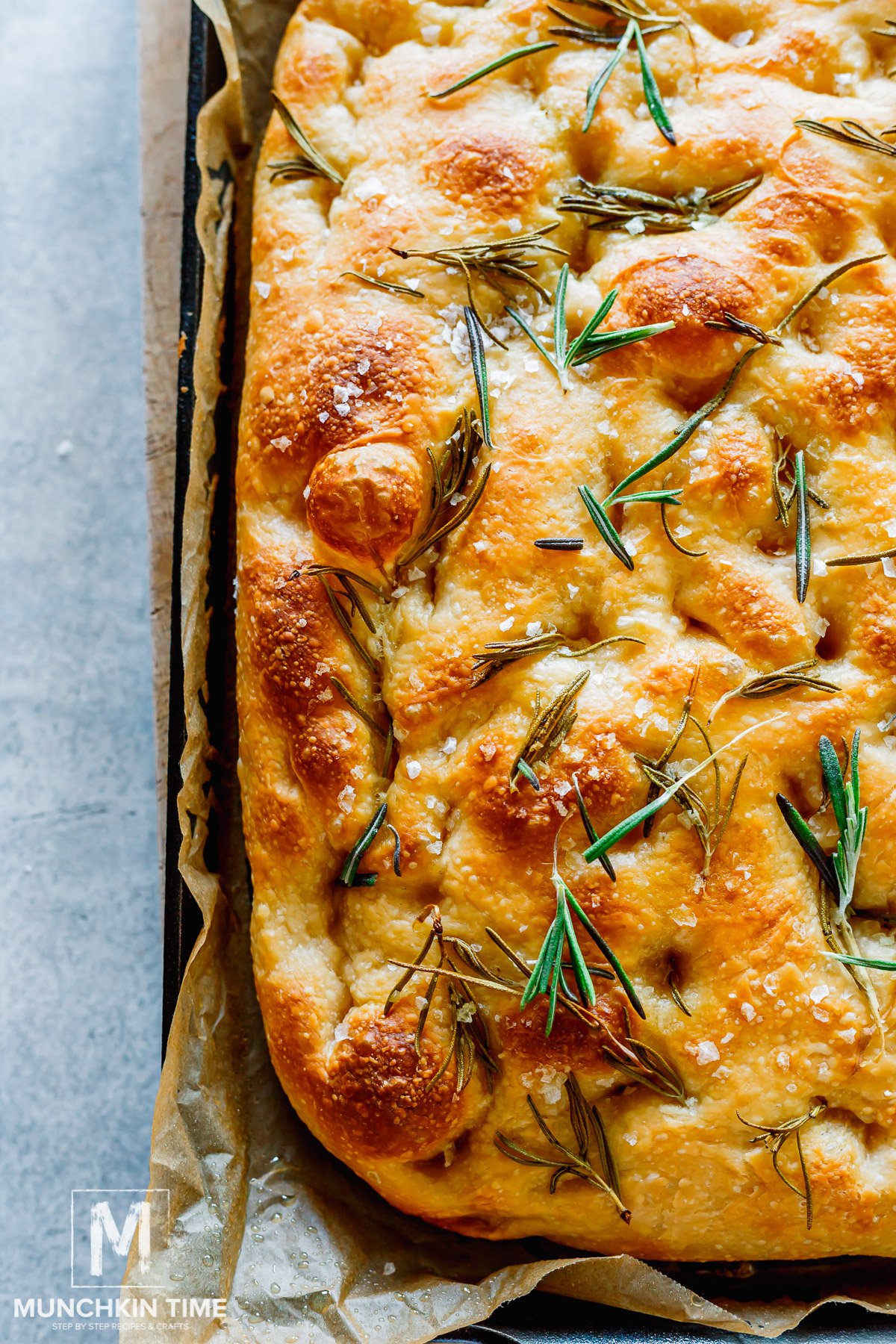 If you want to bake the focaccia the next day, halfway through the 4-hour proof, refrigerate the covered pan with the dough to proof overnight.