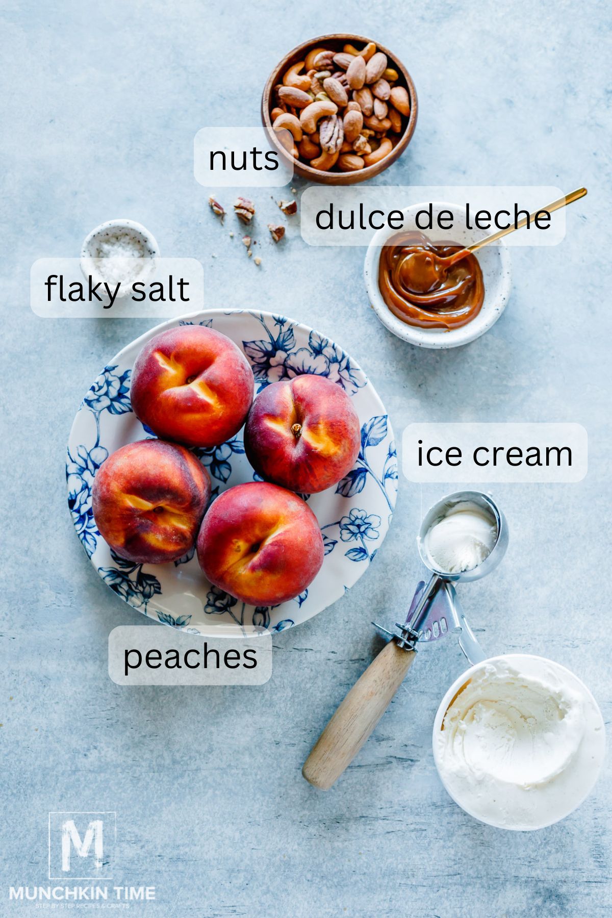 Ingredients for this No-Bake Peach Dessert