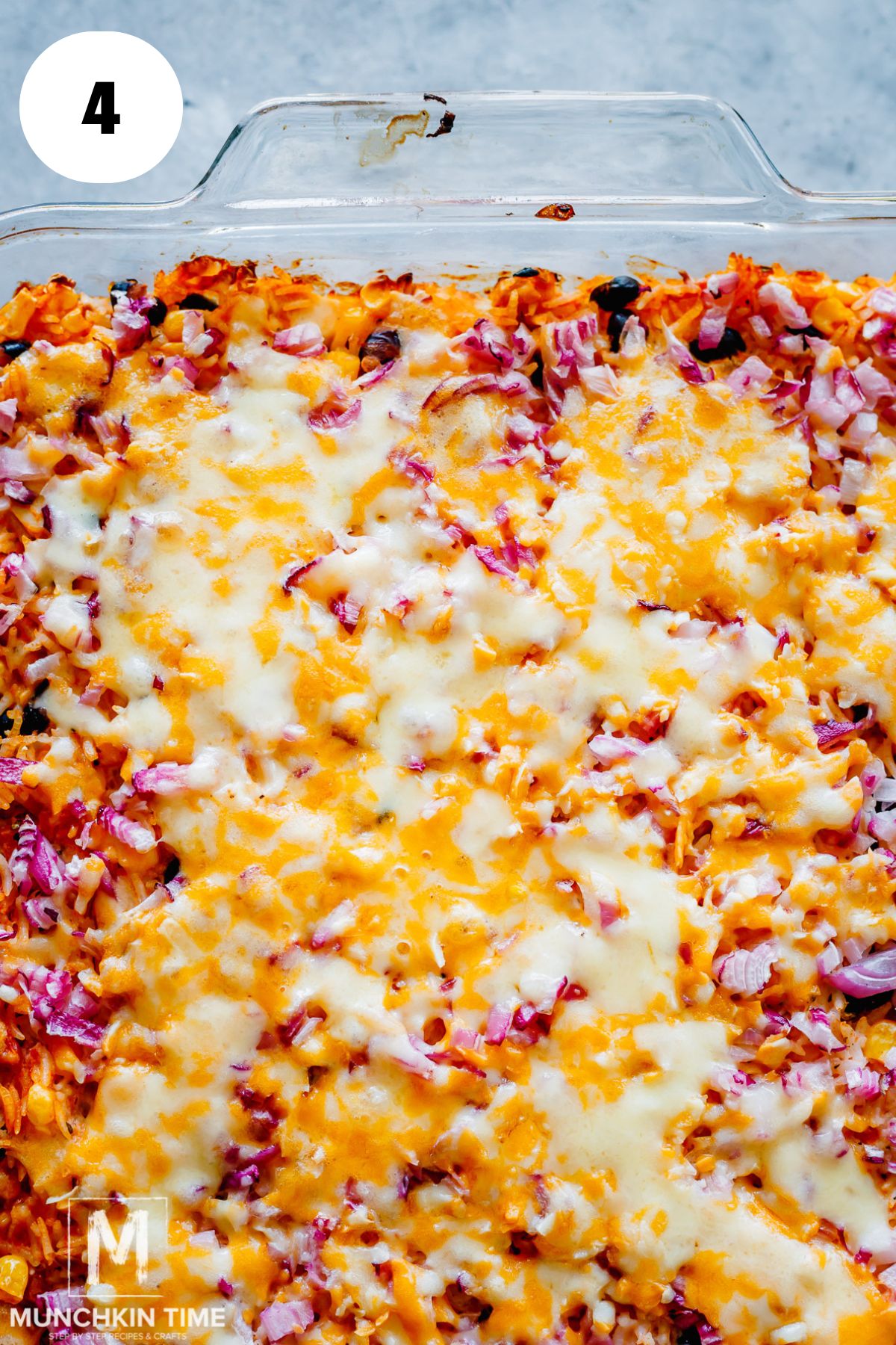 cheese melted on top of the casserole.