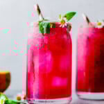 homemade Mango Dragonfruit Refresher with green tea.