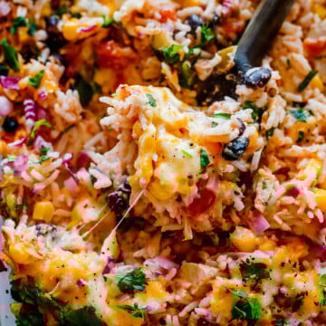 Mexican Chicken and Rice Casserole with cheese