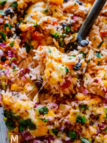 Mexican Chicken and Rice Casserole with cheese