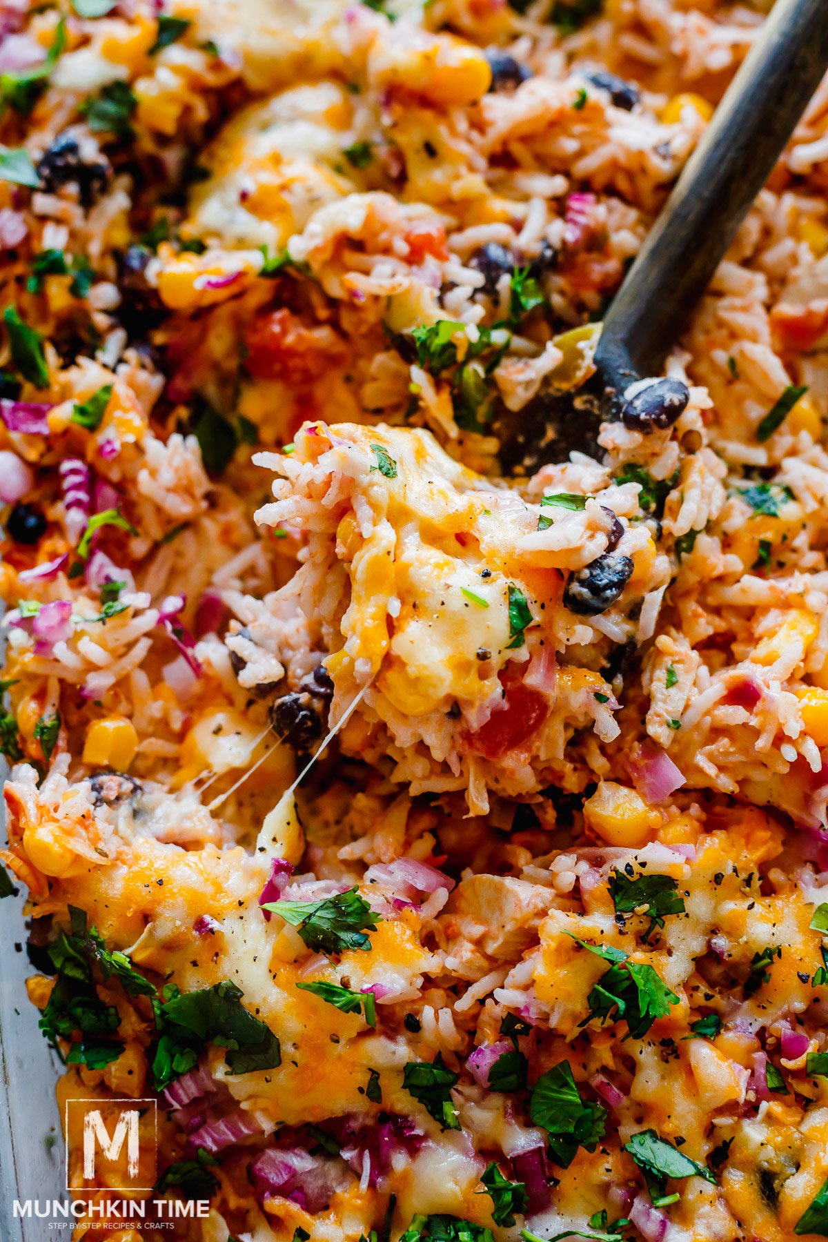 Mexican Chicken and Rice Casserole with cheese