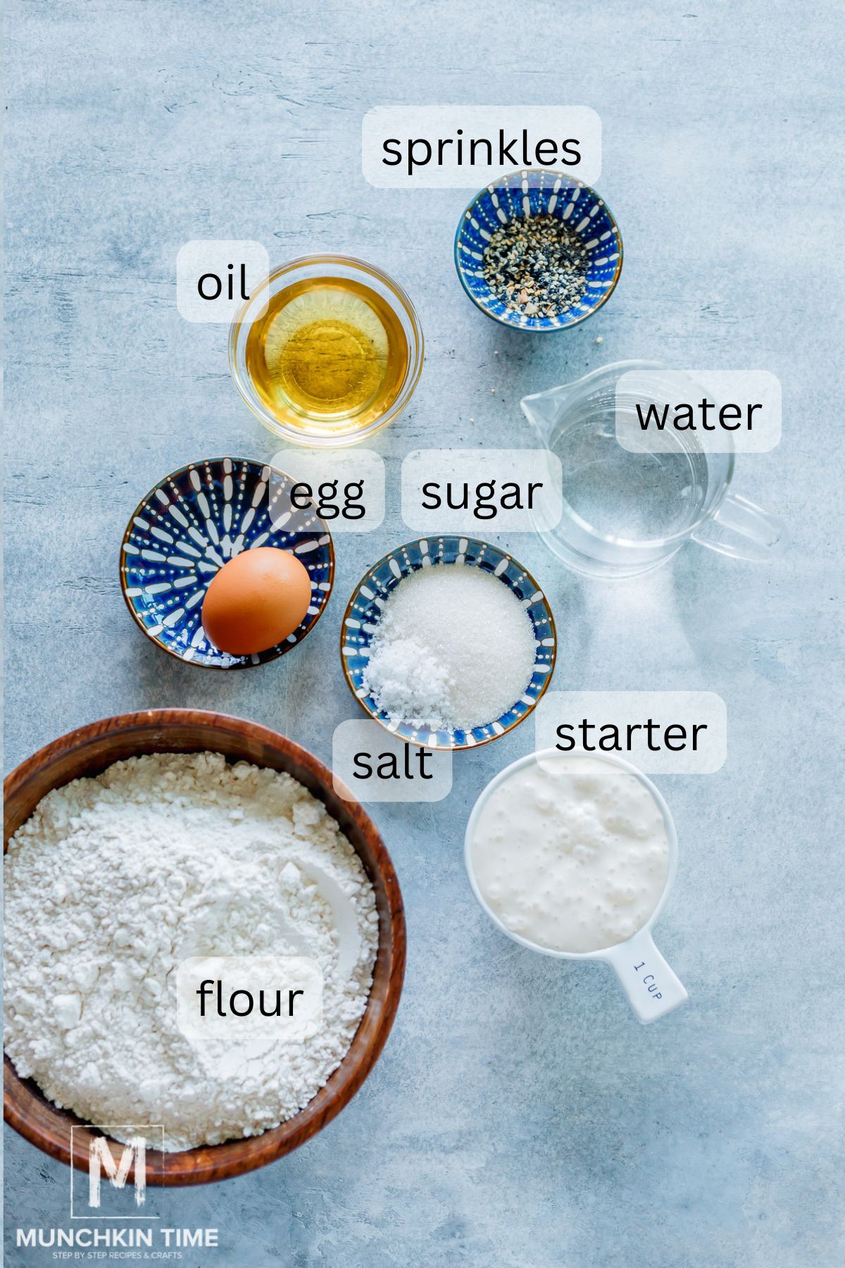 ingredients to make homemade Sourdough Hamburger Buns