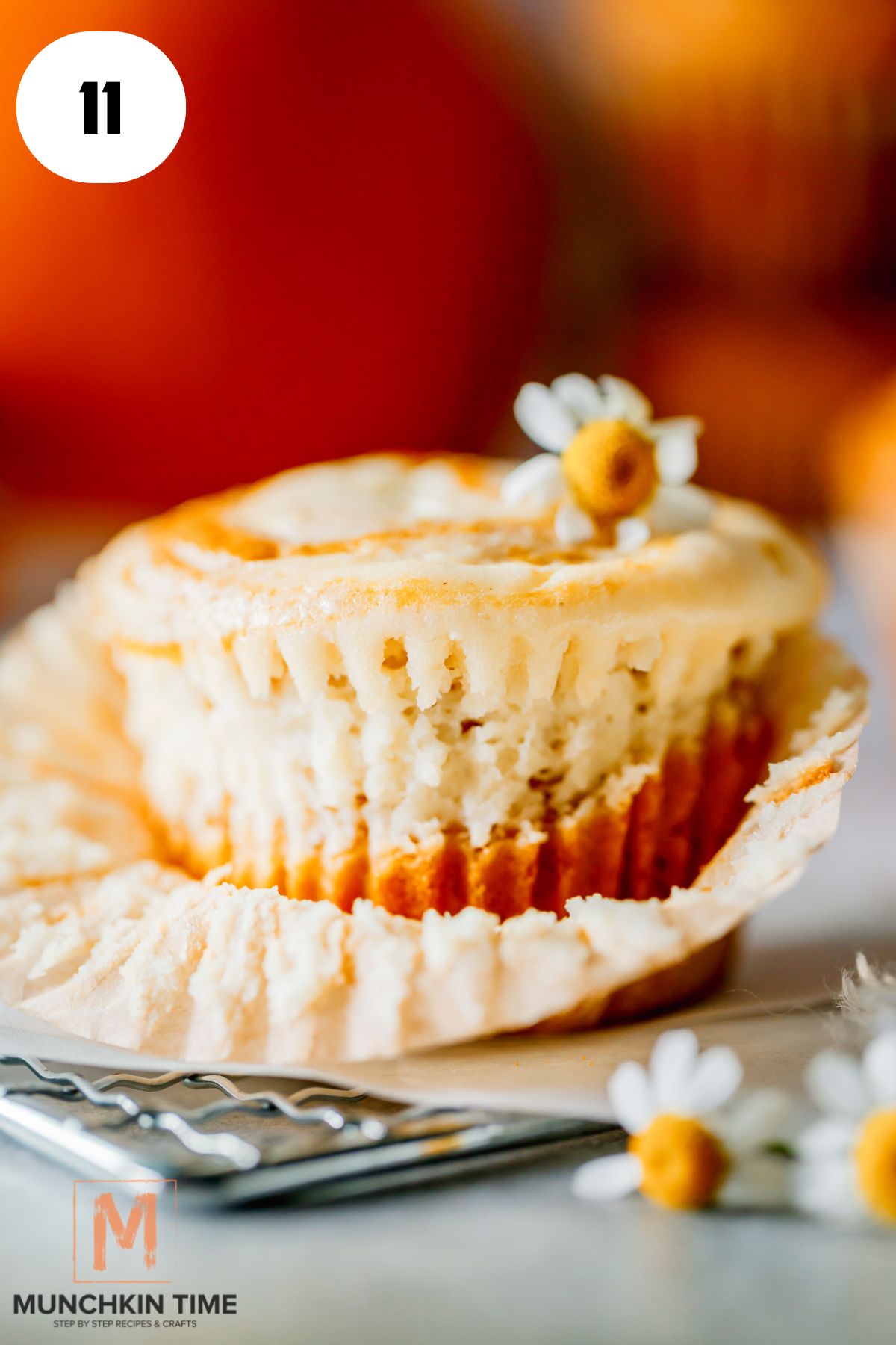 sourdough pumpkin muffins with cream cheese filling.