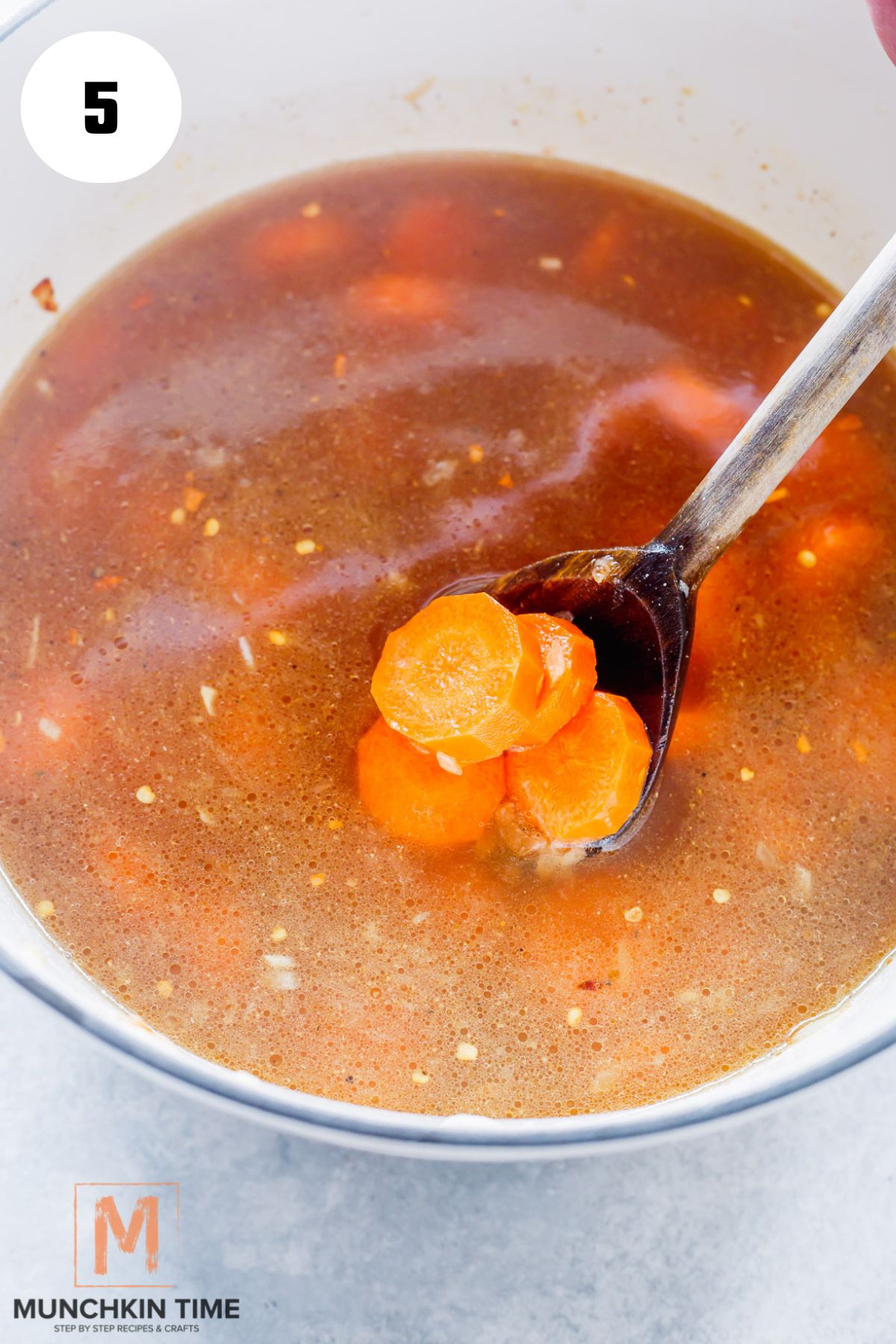 broth added to the pot.