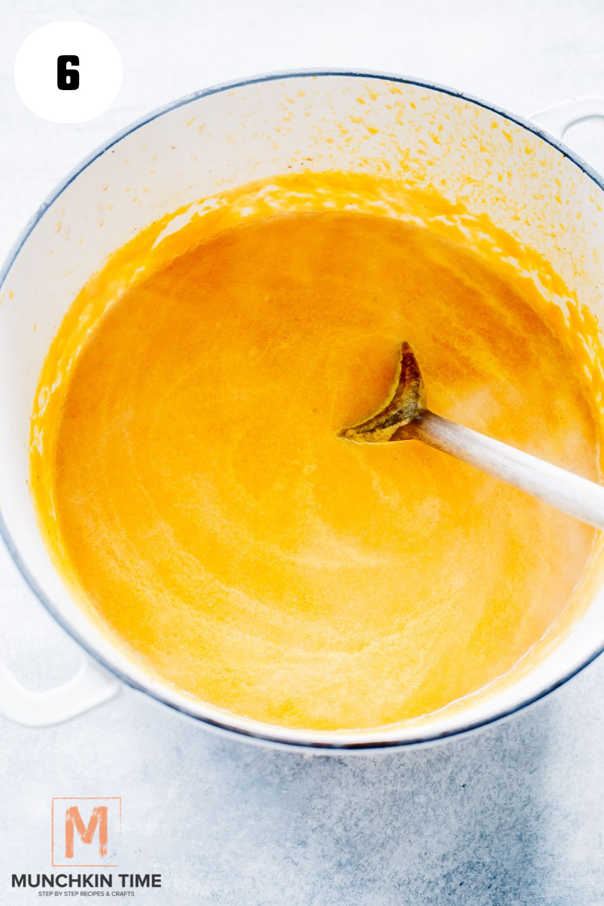 Creamy Carrot Soup in a pot.