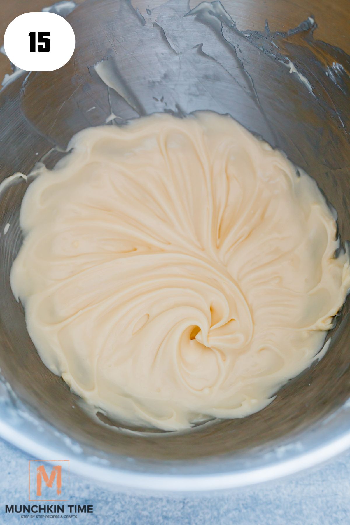 cream cheese frosting in a bowl.
