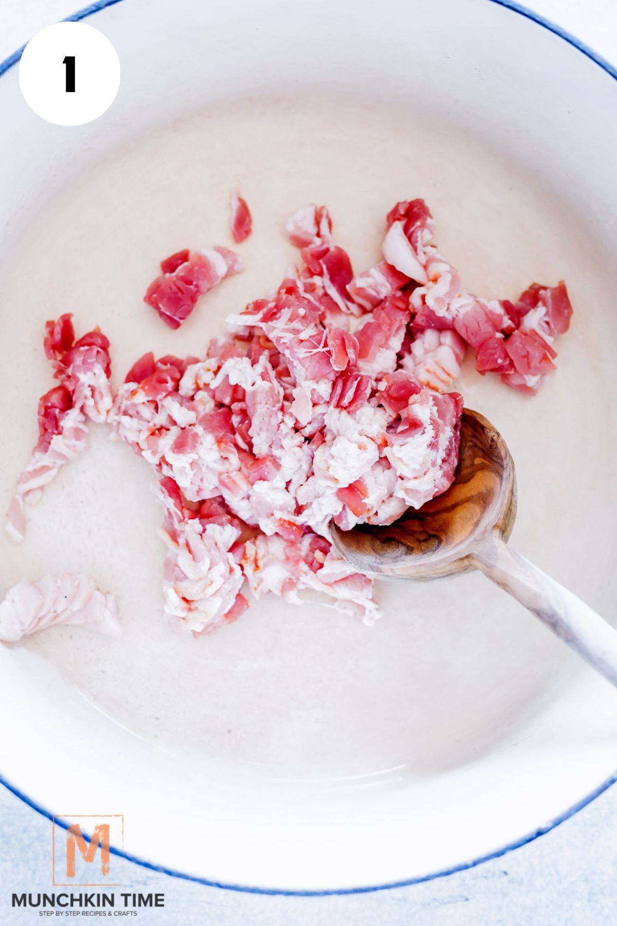 raw bacon in dutch oven.