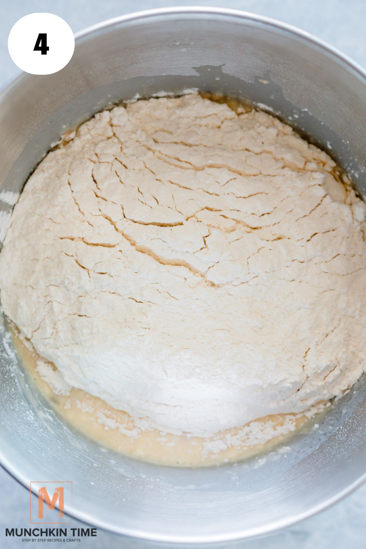 flour added to the wet mixture.