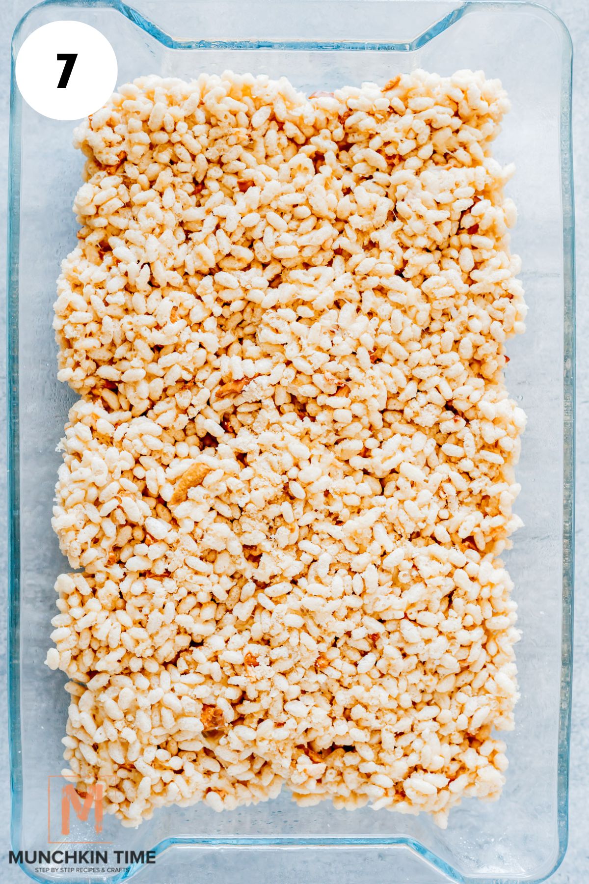rice krispies pressed into the pan.