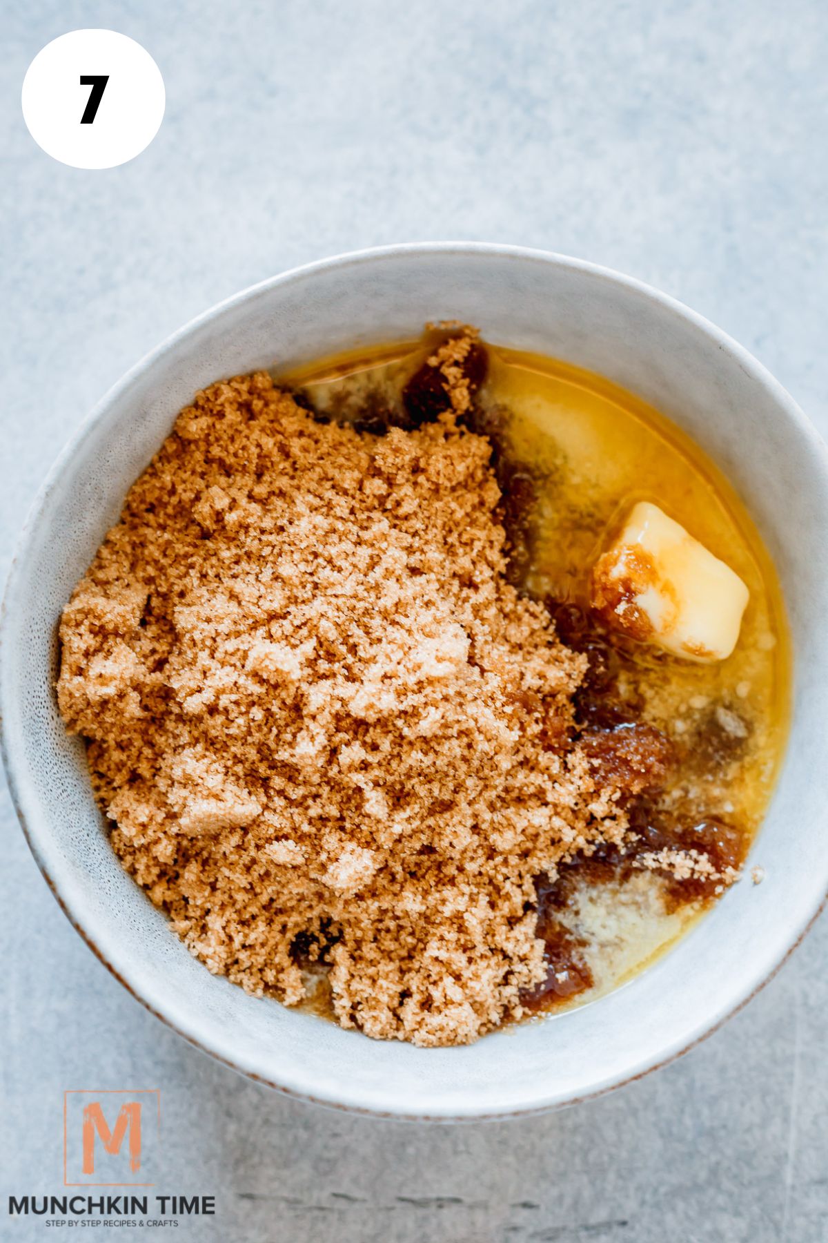 sugar and butter in a bowl.