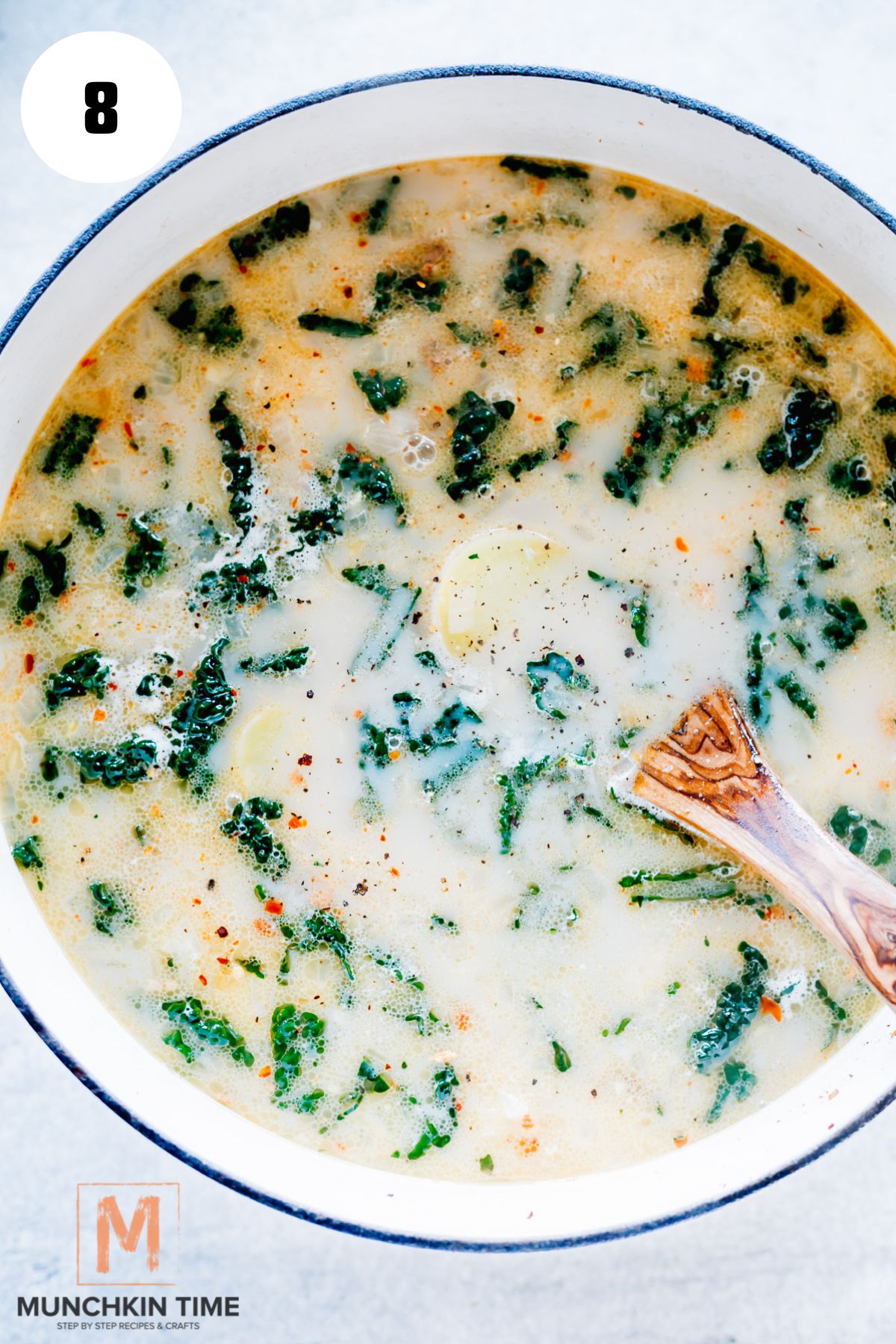 cream added to the soup.