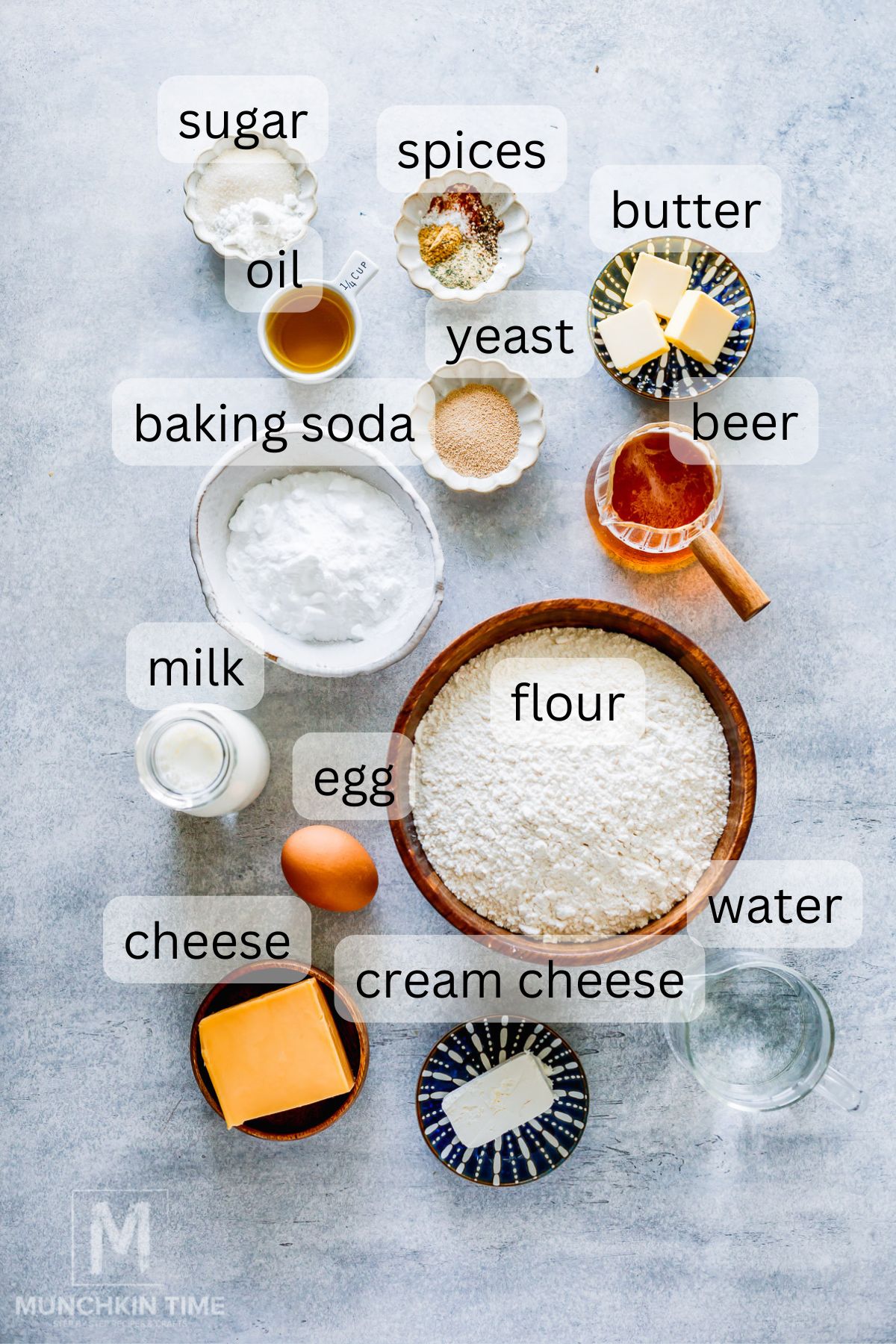 Ingredients for Pretzels and Cheese Sauce