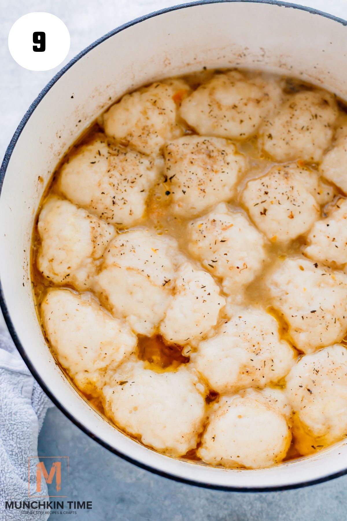 sourdough dumplings batter added to the soup.