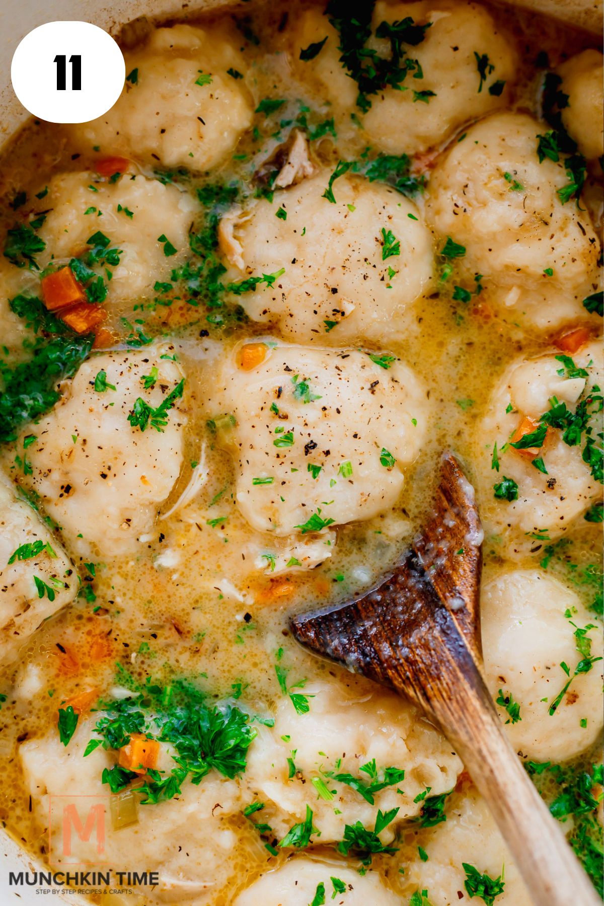 cream added to the chicken stew.