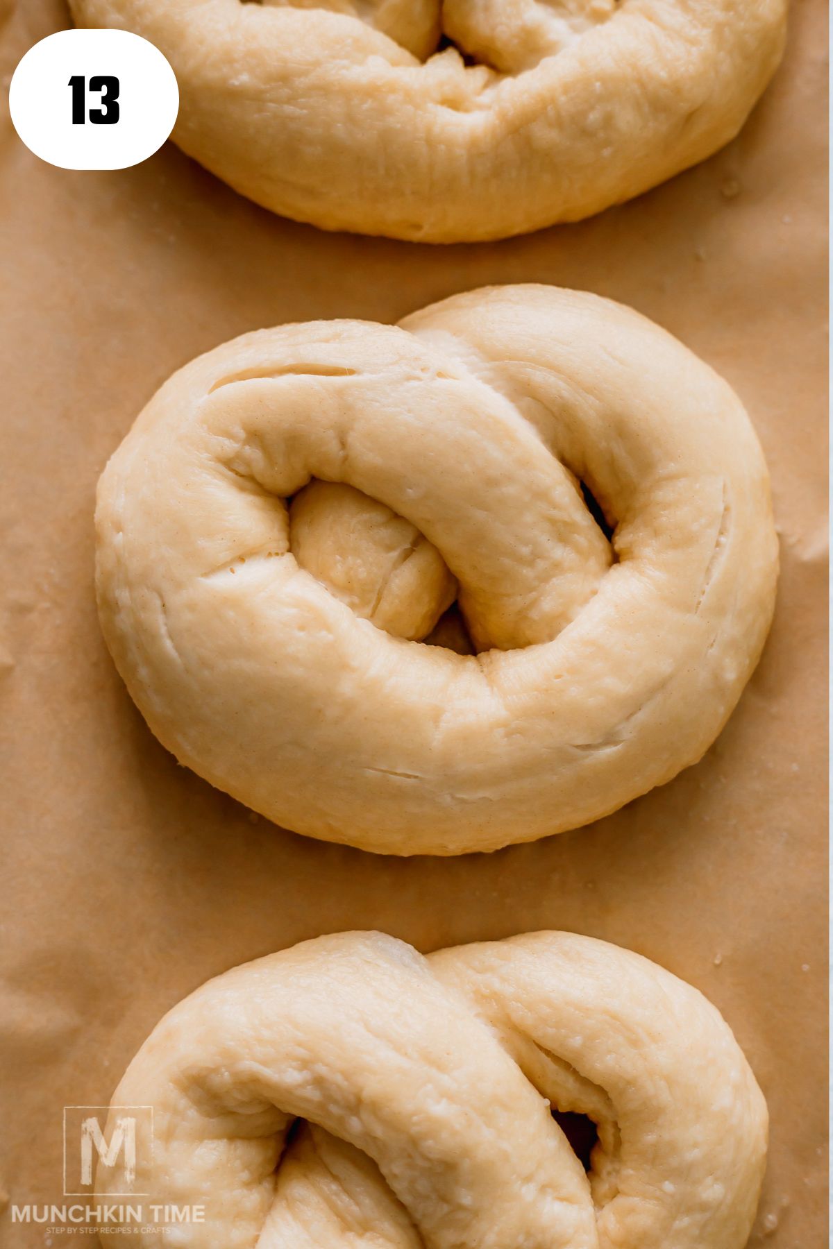 pretzel on a baking sheet.