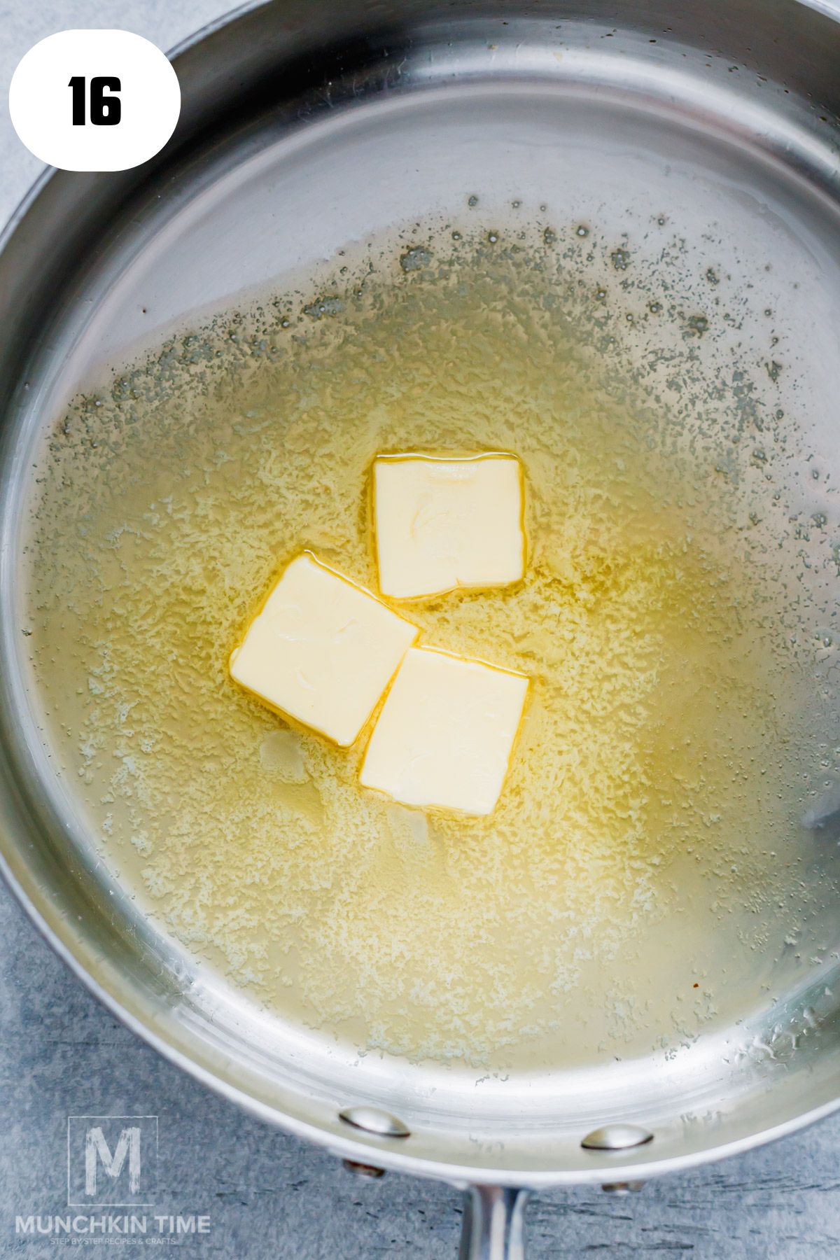 butter melting in the skillet.