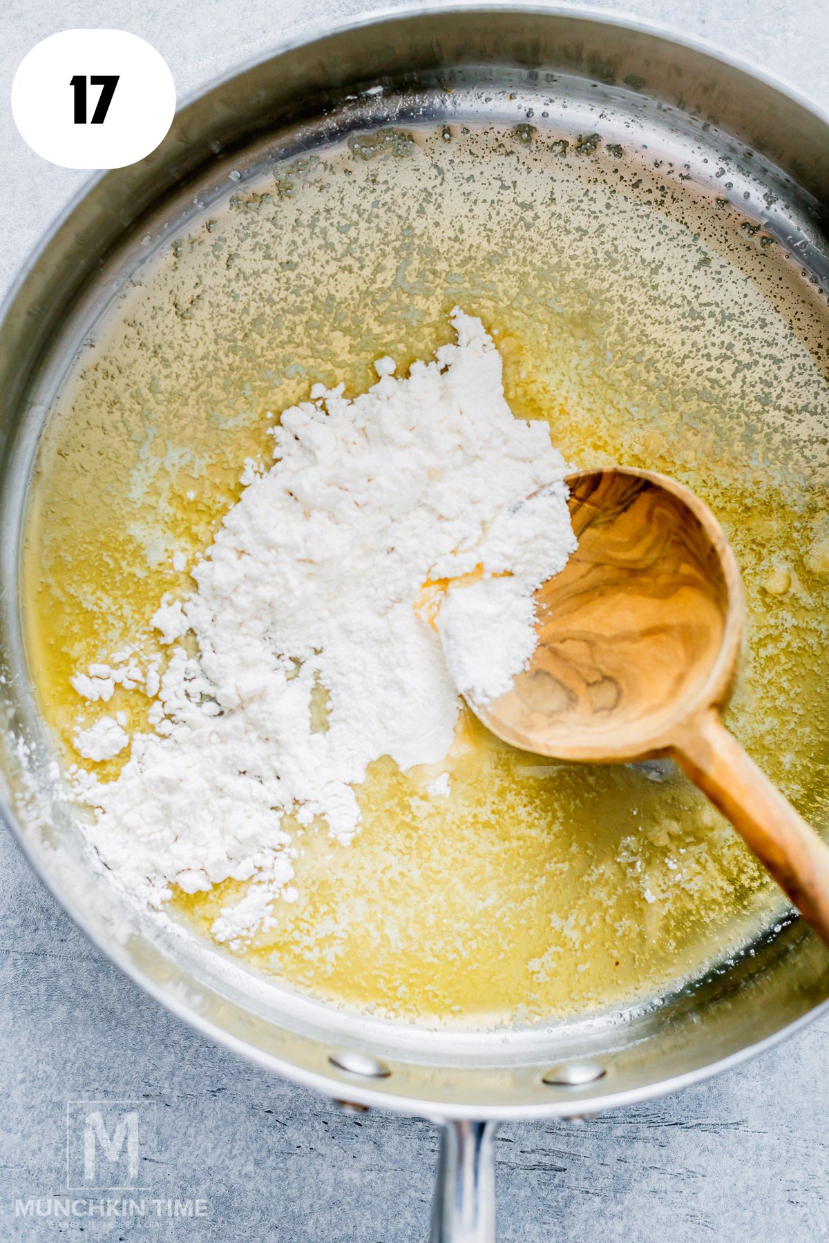 flour added to the melted butter.