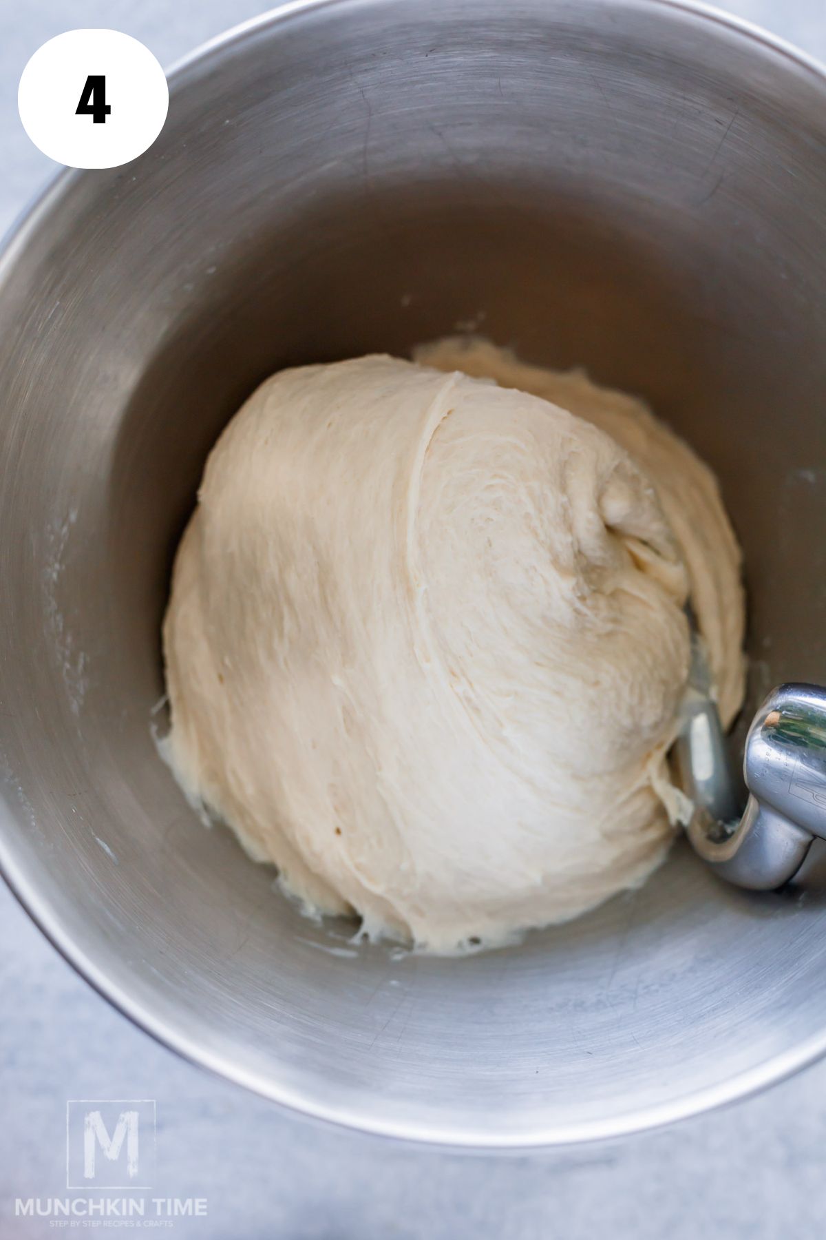 kneaded dough in the bowl.