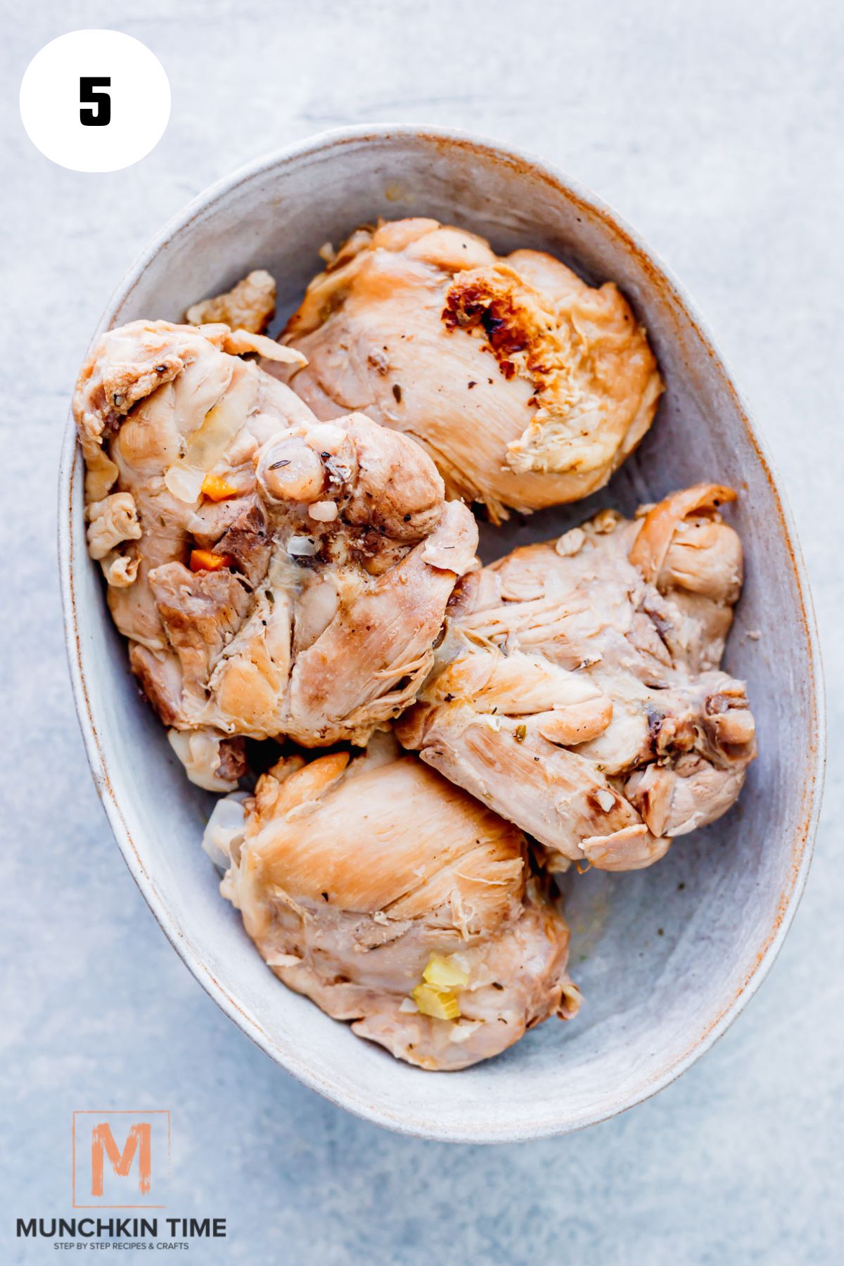 chicken thighs on a plate.