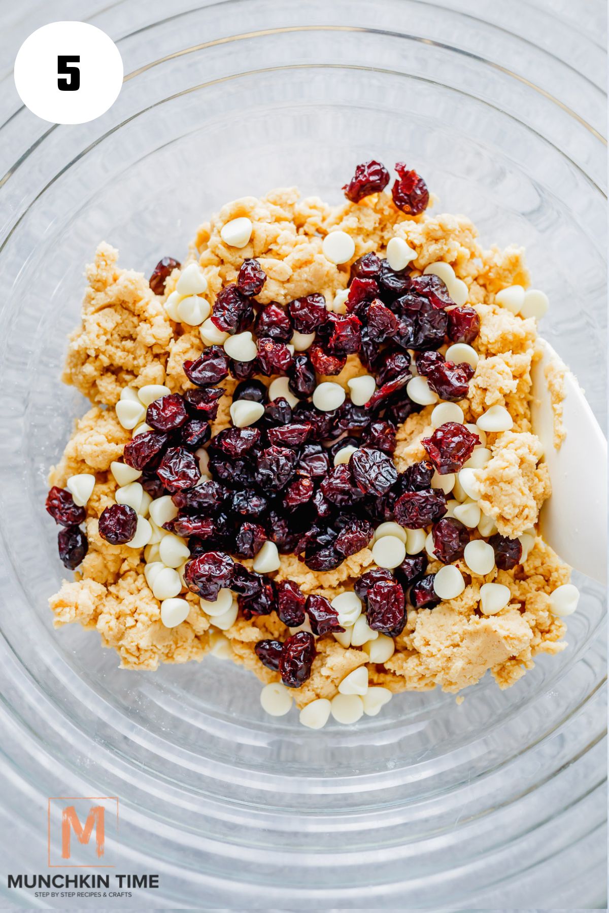 dried cranberries and white chocolate chips added to the batter.