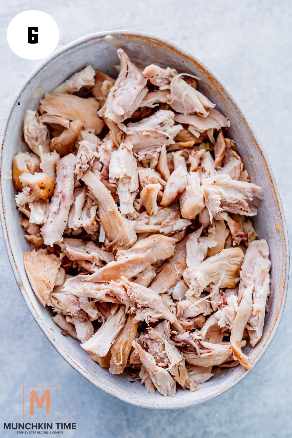 shredded chicken on the plate.